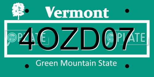 4OZD07 Vermont License Plate