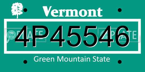 4P45546 Vermont License Plate