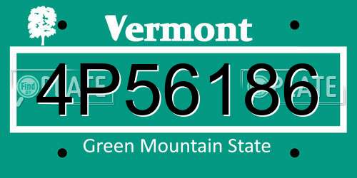 4P56186 Vermont License Plate