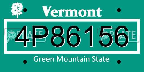 4P86156 Vermont License Plate
