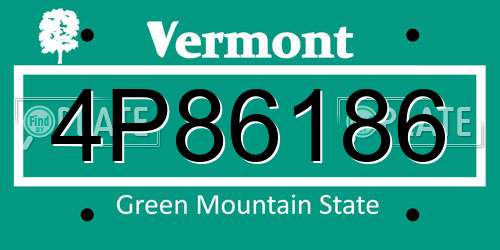 4P86186 Vermont License Plate