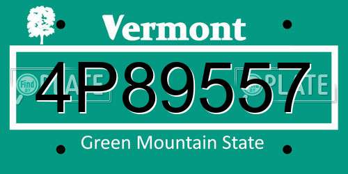 4P89557 Vermont License Plate
