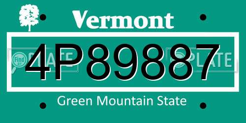 4P89887 Vermont License Plate