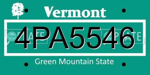 4PA5546 Vermont License Plate