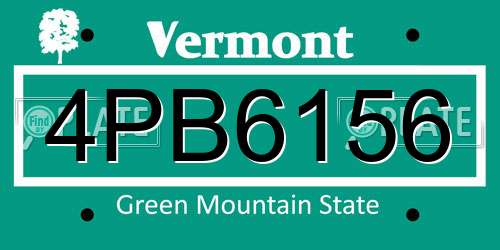 4PB6156 Vermont License Plate