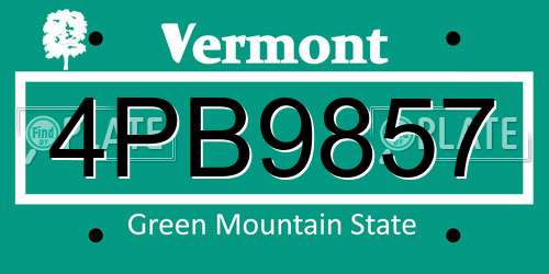 4PB9857 Vermont License Plate