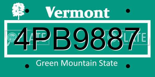 4PB9887 Vermont License Plate