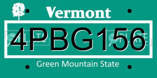 4PBG156 Vermont License Plate