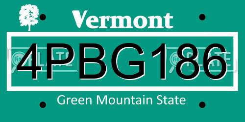 4PBG186 Vermont License Plate