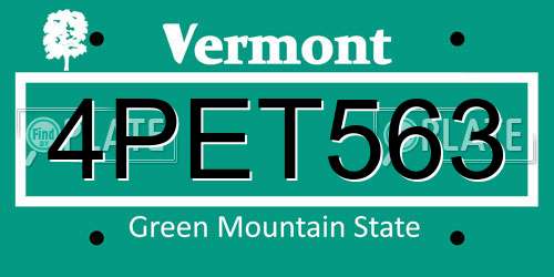 4PET563 Vermont License Plate