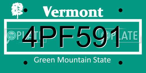 4PF591 Vermont License Plate