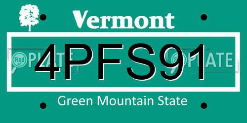 4PFS91 Vermont License Plate