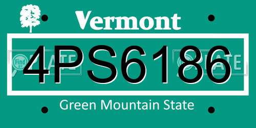 4PS6186 Vermont License Plate