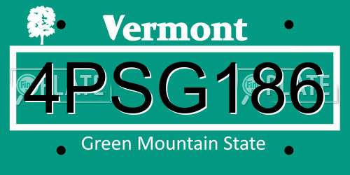 4PSG186 Vermont License Plate