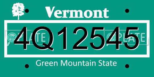 4Q12545 Vermont License Plate