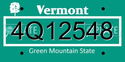 4Q12548 Vermont License Plate