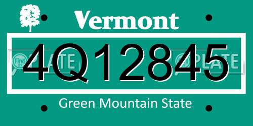4Q12845 Vermont License Plate