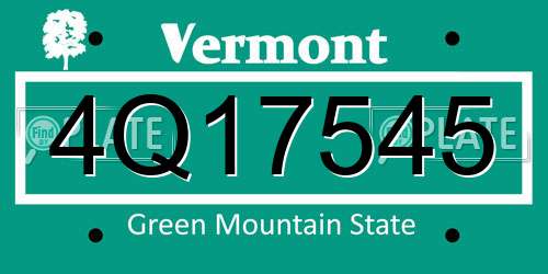 4Q17545 Vermont License Plate