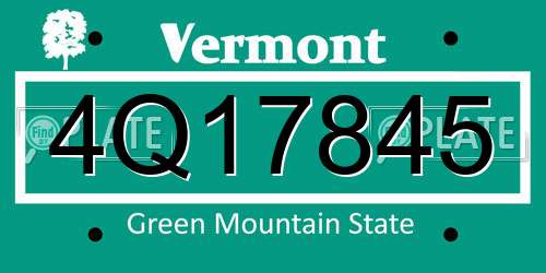 4Q17845 Vermont License Plate