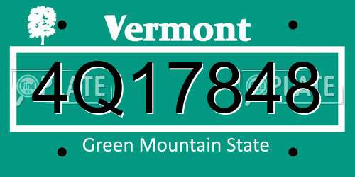 4Q17848 Vermont License Plate