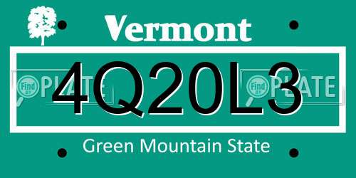 4Q20L3 Vermont License Plate