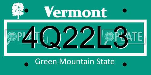 4Q22L3 Vermont License Plate