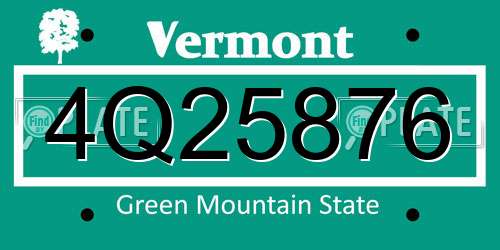 4Q25876 Vermont License Plate