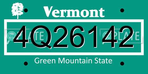 4Q26142 Vermont License Plate
