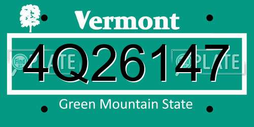 4Q26147 Vermont License Plate