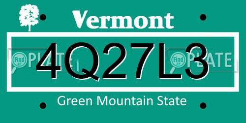 4Q27L3 Vermont License Plate