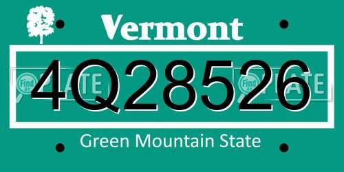 4Q28526 Vermont License Plate
