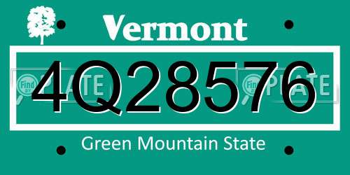 4Q28576 Vermont License Plate