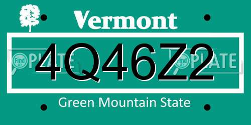4Q46Z2 Vermont License Plate