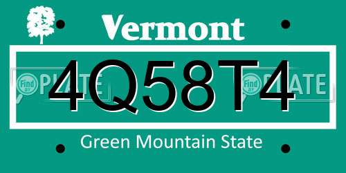 4Q58T4 Vermont License Plate