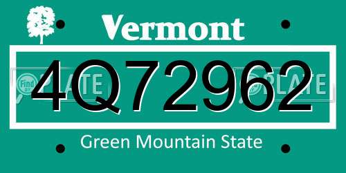 4Q72962 Vermont License Plate