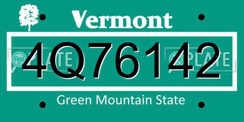 4Q76142 Vermont License Plate