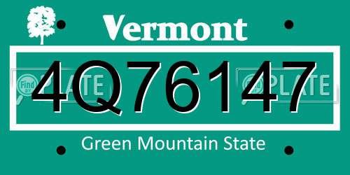 4Q76147 Vermont License Plate