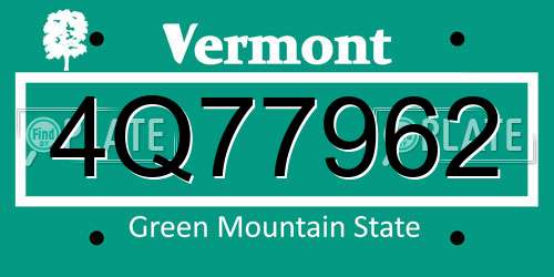 4Q77962 Vermont License Plate