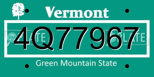 4Q77967 Vermont License Plate