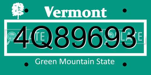 4Q89693 Vermont License Plate