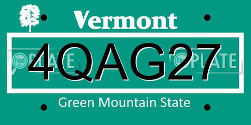 4QAG27 Vermont License Plate