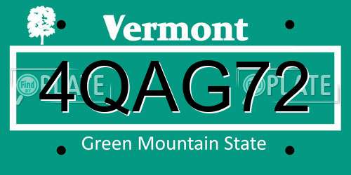 4QAG72 Vermont License Plate