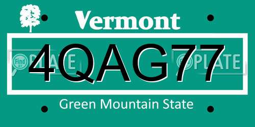 4QAG77 Vermont License Plate
