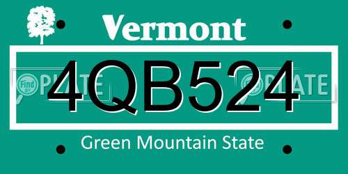 4QB524 Vermont License Plate