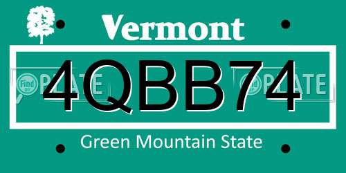 4QBB74 Vermont License Plate