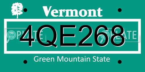 4QE268 Vermont License Plate