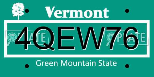 4QEW76 Vermont License Plate