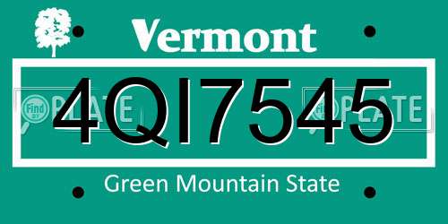 4QI7545 Vermont License Plate
