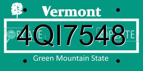 4QI7548 Vermont License Plate