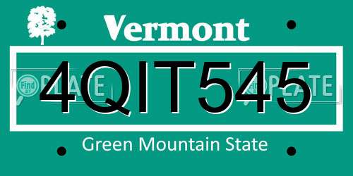 4QIT545 Vermont License Plate